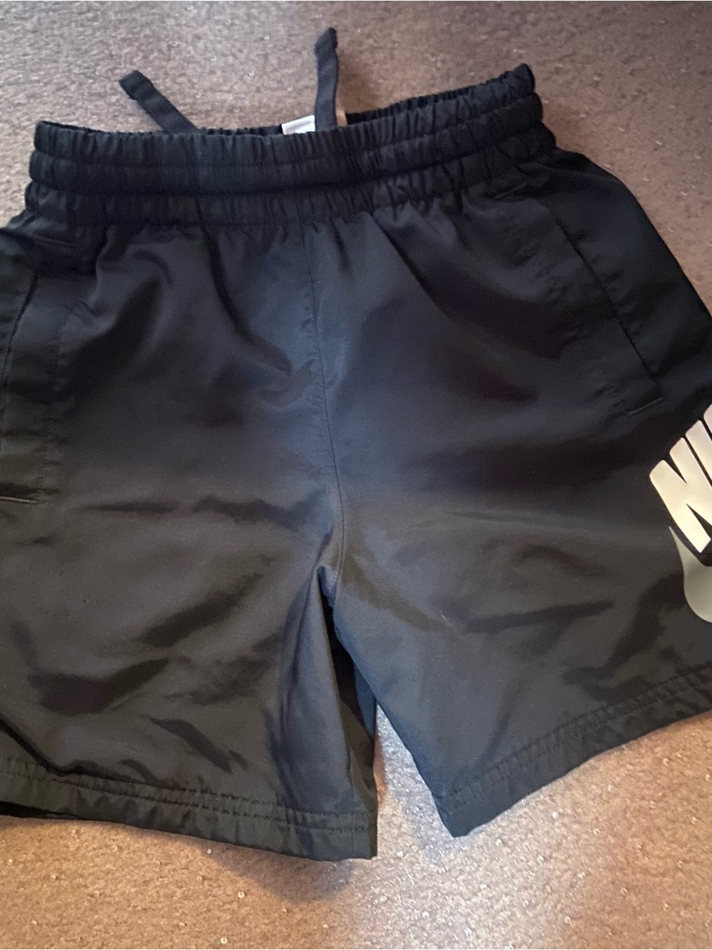 Nike Black Boys Athletic Shorts with White Logo